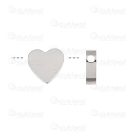 1720-2414-17 - Heart Stainless steel Bead Heart Shape 11x12x4mm 2mm hole Natural 4pcs 1720-2414-17,Stainless Steel,Beads and Pendants,montreal, quebec, canada, beads, wholesale