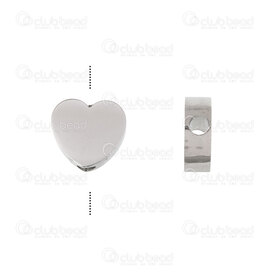 1720-2414-1707 - Heart Stainless steel Bead Heart Shape 7X8x3mm 2mm Hole Natural 4pcs 1720-2414-1707,Beads,Stainless Steel,montreal, quebec, canada, beads, wholesale