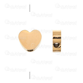 1720-2414-1707GL - Heart Stainless Steel Bead Heart Shape 7x8x3mm 2mm Hole Gold 4pcs 1720-2414-1707GL,1720-,montreal, quebec, canada, beads, wholesale