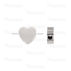 1720-2414-1707H - Heart Stainless Steel Bead Heart Shape 7x8x3mm 2mm Horizontal Hole Natural 4pcs 1720-2414-1707H,1720-2,montreal, quebec, canada, beads, wholesale