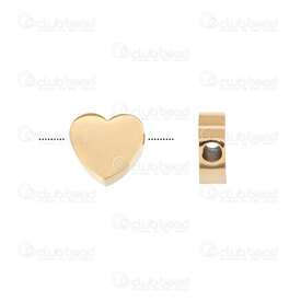 1720-2414-1707HGL - Heart Stainless Steel Bead Heart Shape 7x8x3mm 2mm Horizontal Hole Gold 4pcs 1720-2414-1707HGL,1720-,montreal, quebec, canada, beads, wholesale