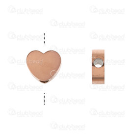 1720-2414-1707RGL - Heart Stainless Steel Bead Heart Shape 7x8x3mm 2mm Hole Rose Gold 4pcs 1720-2414-1707RGL,Beads,Metal,Stainless Steel,montreal, quebec, canada, beads, wholesale