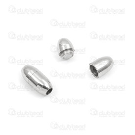 1720-2504-03 - Stainless Steel 304 Magnetic Clasp For Cord 15x7mm Natural Inside Diameter 3mm 4pcs 1720-2504-03,Findings,Clasps,For cords,Stainless Steel 304,Magnetic Clasp,For Cord,15x7mm,Grey,Natural,Metal,Inside Diameter 3mm,4pcs,China,montreal, quebec, canada, beads, wholesale