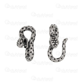 1720-2511 - Stainless Steel Hook Clasp Snake 22x13.5x11mm 5.5mm hole Natural 4pcs 1720-2511,Stainless Steel Hook clasp,montreal, quebec, canada, beads, wholesale