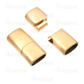 1720-2515-BGL - Stainless Steel 304 Magnetic Clasp For Flat Cord 12x6mm 28x14x8.5mm Double Lock Gold Plated Brushed Finish 4pcs 1720-2515-BGL,vs,montreal, quebec, canada, beads, wholesale