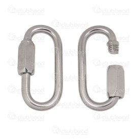 1720-2525 - Stainless Steel Carabiner Clasp 37x17x4mm Screw On Natural 5pcs 1720-2525,Findings,Clasps,Screwable,montreal, quebec, canada, beads, wholesale