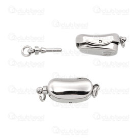 1720-2527 - Stainless Steel Mechanical Secured Clasp 20x8mm wiith 4mm Ring Natural 2pcs 1720-2527,Findings,Clasps,Mechanical,montreal, quebec, canada, beads, wholesale