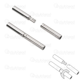 1720-2536-1.5 - Stainless Steel Plug In Clasp (Push and Twist) Inner Diameter 1.5mm 20x2.5mm Natural 4pcs 1720-2536-1.5,Findings,Clasps,Mechanical,montreal, quebec, canada, beads, wholesale