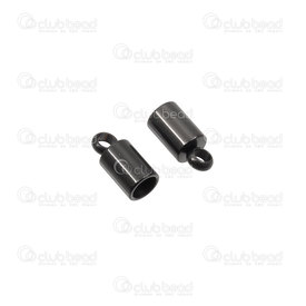 1720-2607-03BN - stainless steel cord end connector 3mm Hole 8x4mm black 10pcs 0.4gr 1720-2607-03BN,Findings,Connectors,Cord end,montreal, quebec, canada, beads, wholesale