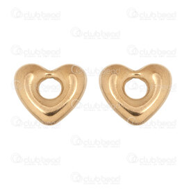 1720-2614-09GL - Heart Stainless Steel 304 Link-Connector Heart 13x15x4mm 4mm Inner Hole Gold Plated 10pcs 1720-2614-09GL,pendentifs metal plaque,montreal, quebec, canada, beads, wholesale