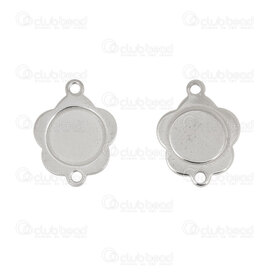 1720-2625 - Stainless steel link bezel for 10mm round Cabochon flower shape 14mm with 2 loop Natural 10pcs 1720-2625,Findings,Stainless Steel,montreal, quebec, canada, beads, wholesale
