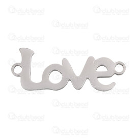 1720-2632-25 - Stainless Steel 304 Link-Connector Word "Love" 25x10x1.5mm Natural 1.5mm loop 10pcs 1720-2632-25,Findings,montreal, quebec, canada, beads, wholesale