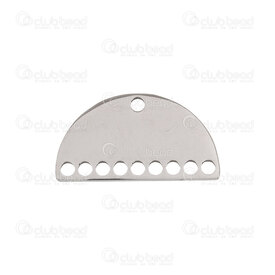 1720-2642-09 - Stainless Steel Multi-Row Connector (9 rows) 20x11x1mm Half Moon shape  1.5mm Rows Hole 1.5mm Top Hole Natural 10pcs 1720-2642-09,finition,montreal, quebec, canada, beads, wholesale