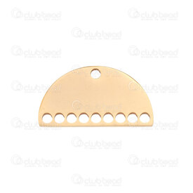 1720-2642-09GL - Stainless Steel Multi-Row Connector (9 rows) 20x11x1mm Half Moon shape  1.5mm Rows Hole 1.5mm Top Hole Gold 5pcs 1720-2642-09GL,Findings,Stainless Steel,montreal, quebec, canada, beads, wholesale