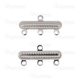 1720-2649-03 - Stainelss Steel Connector 3 Rows 20x10mm with 1.2mm loop Natural 20pcs 1720-2649-03,Findings,Stainless Steel,montreal, quebec, canada, beads, wholesale