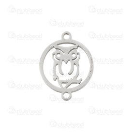 1720-2650-07 - Stainless Steel 304 Link-Connector Animal Owl 15x12x1.5mm Natural 1mm Loop 10pcs 1720-2650-07,Findings,Stainless Steel 304,Link-Connector,Animal,Owl,15x12x1.5mm,Grey,Natural,Metal,1mm Loop,10pcs,China,montreal, quebec, canada, beads, wholesale