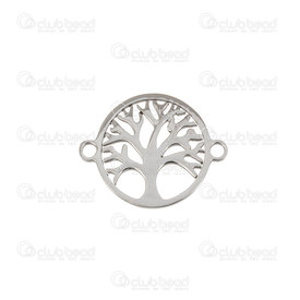 1720-2652-03 - Spiritual Stainless Steel Connector Tree of Life 15.5mm Round Natural 10pcs 1720-2652-03,round connector,montreal, quebec, canada, beads, wholesale