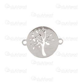 1720-2652-05 - Spirtual Stainless Steel Connector Tree of Life Filled 15mm Round Natural 10pcs 1720-2652-05,arbre de vie bille,montreal, quebec, canada, beads, wholesale