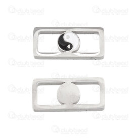 1720-2652-19 - Spiritual Stainless Steel Link Yin-Yang 15x7x1.5mm Natural 4pcs 1720-2652-19,Findings,Stainless Steel,montreal, quebec, canada, beads, wholesale