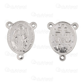 1720-2652-23 - Spiritual Stainless Steel 304 Link-Connector Holy Mary 22x17x2mm 3 Loop 1.5mm Natural 10pcs 1720-2652-23,mars,montreal, quebec, canada, beads, wholesale
