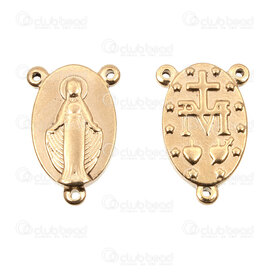 1720-2652-233GL - Spirituel Acier Inoxydable 304 Lien-Connecteur Vierge Marie 21x14x3.5mm 3 Boucle 1.5mm Plaque Or 10pcs 1720-2652-233GL,Liens connecteurs,Métal,montreal, quebec, canada, beads, wholesale