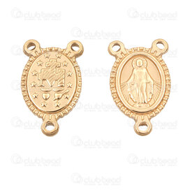 1720-2652-235GL - Spirituel Acier Inoxydable 304 Lien-Connecteur Vierge Marie 18x11x2.5mm 3 Boucle Plaque Or 5pcs 1720-2652-235GL,montreal, quebec, canada, beads, wholesale
