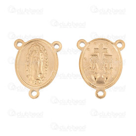 1720-2652-23GL - Spirituel Acier Inoxydable 304 Lien-Connecteur Vierge Marie 22x17x2mm 3 Boucle 1.5mm Plaque Or 10pcs 1720-2652-23GL,Liens connecteurs,Métal,montreal, quebec, canada, beads, wholesale