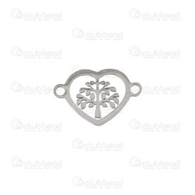 1720-2654-01 - Heart Stainless Steel Connector Heart with tree of life 12x13.5mm Natural 10pcs 1720-2654-01,Coeur en metal,montreal, quebec, canada, beads, wholesale