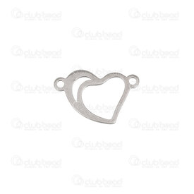 1720-2654-03 - Heart Stainless Steel Link Double Heart 10x12mm Natural 20pcs 1720-2654-03,Findings,Stainless Steel,montreal, quebec, canada, beads, wholesale