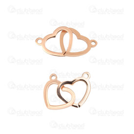 1720-2654-05RGL - Heart Stainless Steel Link Double Heart 21x12mm with 1mm loop High Quality Polish Rose Gold 4pcs 1720-2654-05RGL,Findings,Stainless Steel,montreal, quebec, canada, beads, wholesale
