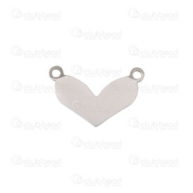 1720-2654-07 - Stainless Steel 304 Link-Connector Heart 17x10x1mm Natural 1.5mm Loop High Quality Polish 10pcs 1720-2654-07,Links connectors,Stainless Steel 304,Link-Connector,Heart,17x10x1mm,Grey,Natural,Metal,1.5mm Loop,10pcs,China,High Quality Polish,montreal, quebec, canada, beads, wholesale