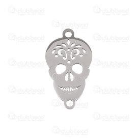 1720-2661 - Stainless Steel 304 Link-Connector Mexican Skull 19.5x11x1.0mm Natural 1mm Loop 10pcs 1720-2661,Findings,Stainless Steel,montreal, quebec, canada, beads, wholesale