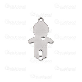 1720-2671 - Acier Inoxydable Lien forme Corps 20x11.5x1.5mm avec Cœur et 2 Boucles 1.2mm Naturel 20pcs 1720-2671,Bod,montreal, quebec, canada, beads, wholesale