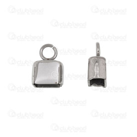 1720-2673-5.53 - Stainless Steel Cord End Connector Inner Diameter 5.5x3mm with Loop 9.5x7x4mm Natural 8pcs 1720-2673-5.53,connecteur,montreal, quebec, canada, beads, wholesale