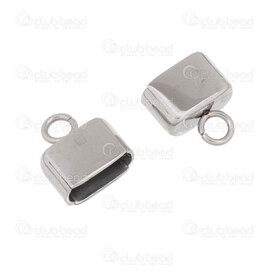 1720-2673-83.5 - Stainless Steel Cord End Connector Inner Diameter 8x3.5mm with Loop 9.5x9x4.5mm Natural 8pcs 1720-2673-83.5,Findings,Connectors,Cord end,montreal, quebec, canada, beads, wholesale