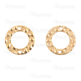 1720-2675-GL - Stainless Steel 304 Link Circle 15x1mm Hammered Inner Diameter 9mm 1.5mm hole Gold Plated 10pcs 1720-2675-GL,1720-26,montreal, quebec, canada, beads, wholesale