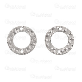 1720-2675 - Stainless Steel 304 Link Circle 15x1mm Hammered Inner Diameter 9mm 1.5mm hole Natural 20pcs 1720-2675,1720-26,montreal, quebec, canada, beads, wholesale