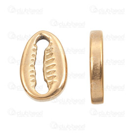 1720-2683-GL - Stainless Steel 304 Link-Connector Cowrie Shell 18x12x3.5mm 3mm Hole Gold Plated 10pcs 1720-2683-GL,Findings,montreal, quebec, canada, beads, wholesale