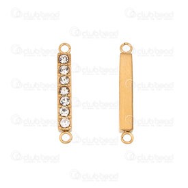 1720-2687-GL - Acier Inoxydable 304 Lien-Connecteur Tube 20x2.5x3mm avec Pierre du Rhin Cristal 2 Boucle Plaque Or 10pcs 1720-2687-GL,Liens connecteurs,montreal, quebec, canada, beads, wholesale