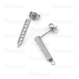 1720-2712-R15 - Acier Inxoydable 304 Boucle d'Oreille Tige 10x0.8mm Rectangle 15x3mm avec Pierre du Rhin Cristal, Boucle et Papillon Naturel 10pcs 1720-2712-R15,Accessoires de finition,Boucles d'oreilles,montreal, quebec, canada, beads, wholesale