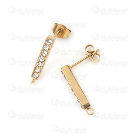 1720-2712-R15Gl - Acier Inxoydable 304 Boucle d'Oreille Tige 10x0.8mm Rectangle 15x3mm avec Pierre du Rhin Cristal, Boucle et Papillon Plaque Or 10pcs 1720-2712-R15Gl,Accessoires de finition,Boucles d'oreilles,montreal, quebec, canada, beads, wholesale