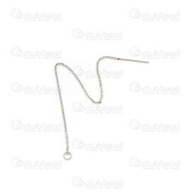 1720-2719-15 - Stainless Steel 304 Earring Stud 15x0.8mm With Chain 80x1.2mm Natural 4mm Ring 20pcs 1720-2719-15,Findings,Stainless Steel,Stainless Steel 304,Earring Stud,With Chain,15x96.5x0.8mm,Grey,Natural,Metal,3.5mm Ring,20pcs,China,montreal, quebec, canada, beads, wholesale