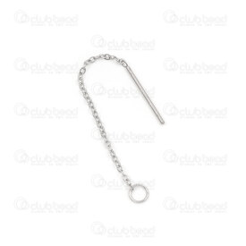 1720-2719-1535 - Stainless Steel 304 Earring Stud 15x0.8mm With Chain 35x1.2 Natural 4mm Ring 20pcs 1720-2719-1535,Findings,Earrings,Stainless steel,montreal, quebec, canada, beads, wholesale