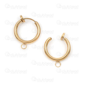 1720-2721-13GL - Acier Inoxydable 304 Boucle d'Oreille à Pince 14mm Rond Plaque Or Avec Boucle 10pcs 1720-2721-13GL,Accessoires de finition,Boucles d'oreilles,montreal, quebec, canada, beads, wholesale