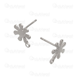 1720-2731 - Stainless Steel Earring Stud Flower 11x9x12mm with Loop Natural 50pcs 1720-2731,Findings,Earrings,montreal, quebec, canada, beads, wholesale