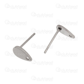 1720-2733 - Stainless Steel Earring Stud 12x0.8mm with Drop Plate 8x5x0.9mm 1.0mm hole Natural 50pcs 1720-2733,Findings,montreal, quebec, canada, beads, wholesale