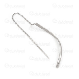 1720-2736-1 - Stainless Steel Earring with Curve Pin 50x0.8mm with Chain 10pcs (5pair) Natural 1720-2736-1,Findings,Earrings,Stainless steel,montreal, quebec, canada, beads, wholesale