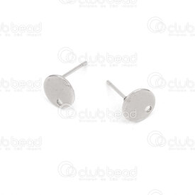 1720-2755 - Stainless Steel Earring Stud with 8mm Round Plate and 1.5mm hole Natural 50pcs 1720-2755,1720-,montreal, quebec, canada, beads, wholesale
