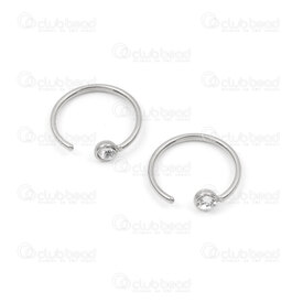 1720-2760-3 - Acier Inoxydable 304 Boucle d'Oreille Crochet Rond 9.5x0.8mm avec Pierre du Rhin Cristal Naturel 10pcs 1720-2760-3,Acier,montreal, quebec, canada, beads, wholesale