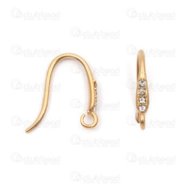 1720-2765-1GL - Acier Inoxydable 304 Boucle d'Oreille Crochet 14x13x0.8mm avec Pierre du Rhin (4) Cristal et Boucle Plaque Or 10pcs 1720-2765-1GL,earring,montreal, quebec, canada, beads, wholesale